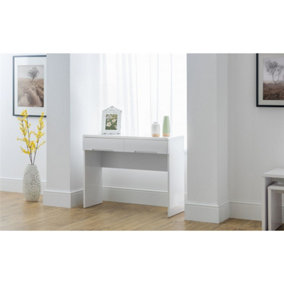Chic White High Gloss Dressing Table with 2 Drawers