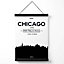 Chicago Black and White City Skyline Medium Poster with Black Hanger