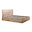 Chicago Industrial Oak Finish Ottoman Storage Bed - King Size Bed Frame