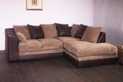 Brown suede corner deals sofa