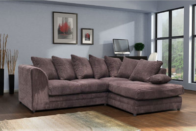 Chicago Jumbo Cord Right Hand Facing Corner Sofa Chocolate