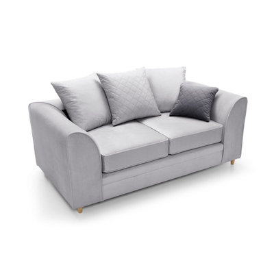 Chicago Velvet 2 Seater Sofa in Light Grey
