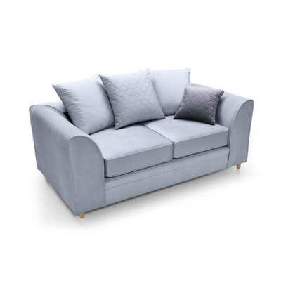 Chicago Velvet 2 Seater Sofa in Silver Blue