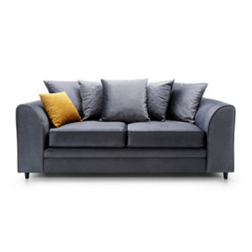 Chicago Velvet 3 Seater Sofa in Dark Grey