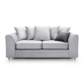 Chicago Velvet 3 Seater Sofa in Light Grey