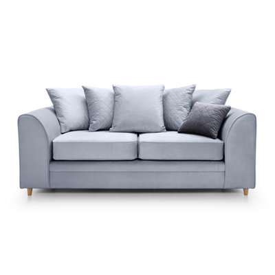 Chicago Velvet 3 Seater Sofa in Silver Blue