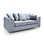 Chicago Velvet 3 Seater Sofa in Silver Blue