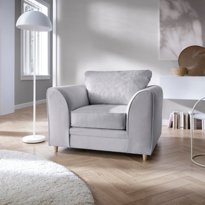 Chicago Velvet Armchair in Light Grey