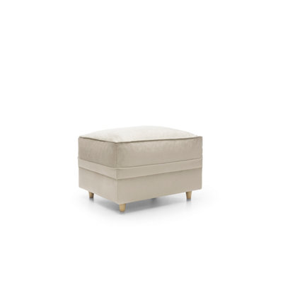 Chicago Velvet Footstool in Cream