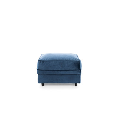 Chicago Velvet Footstool in Dark Blue