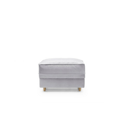 Chicago Velvet Footstool in Light Grey