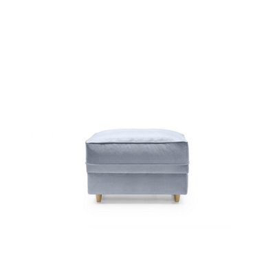 Chicago Velvet Footstool in Silver Blue