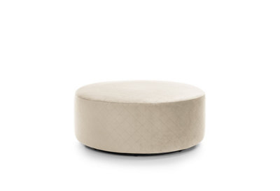 Chicago Velvet Large Quilted Swivel Footstool in Cream