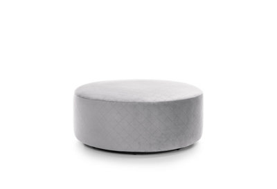 Chicago Velvet Large Quilted Swivel Footstool in Light Grey