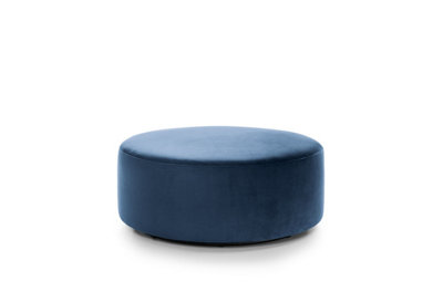 Chicago Velvet Large Swivel Footstool in Dark Blue