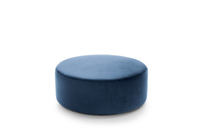 Chicago Velvet Large Swivel Footstool in Dark Blue