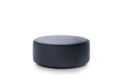 Chicago Velvet Large Swivel Footstool in Dark Grey