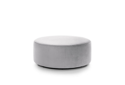 Chicago Velvet Large Swivel Footstool in Light Grey