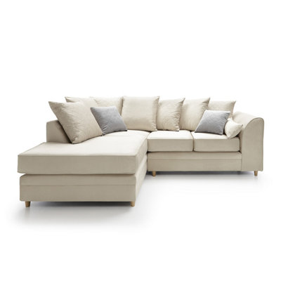 Chicago Velvet Left Facing Corner Sofa in Cream