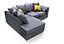 Chicago Velvet Left Facing Corner Sofa in Dark Grey