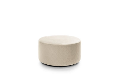 Chicago Velvet Quilted Swivel Footstool in Cream