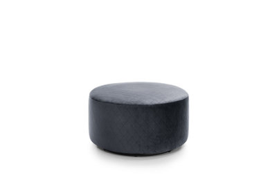 Chicago Velvet Quilted Swivel Footstool in Dark Grey