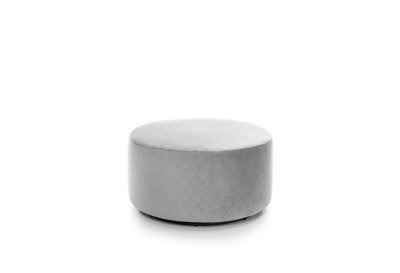 Chicago Velvet Quilted Swivel Footstool in Light Grey