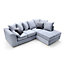 Chicago Velvet Right Facing Corner Sofa in Silver Blue