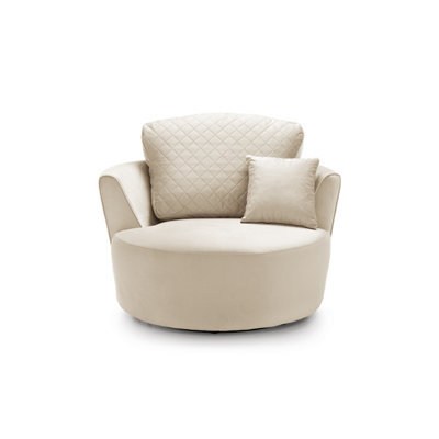 Chicago Velvet Swivel Chair in Cream