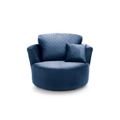 Chicago Velvet Swivel Chair in Dark Blue