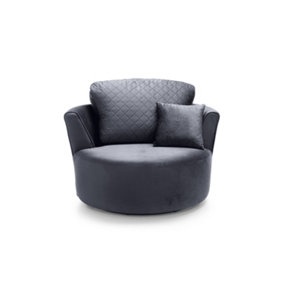 Chicago Velvet Swivel Chair in Dark Grey