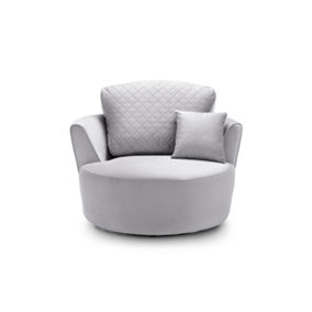 Chicago Velvet Swivel Chair in Light Grey