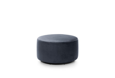 Chicago Velvet Swivel Footstool in Dark Grey