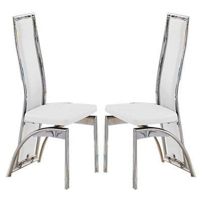 Chicago White Faux Leather Dining Chairs In Pair