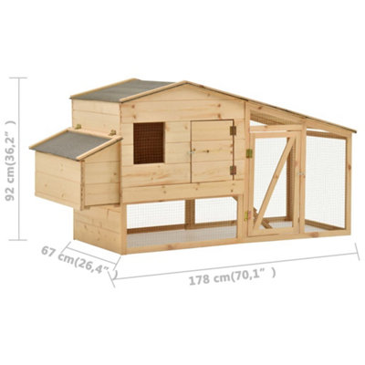 Chicken Cage Solid Pine Wood 178x67x92 cm - 7