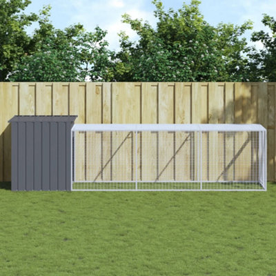 Chicken Cage with Run Anthracite 110x405x110 cm Galvanised Steel