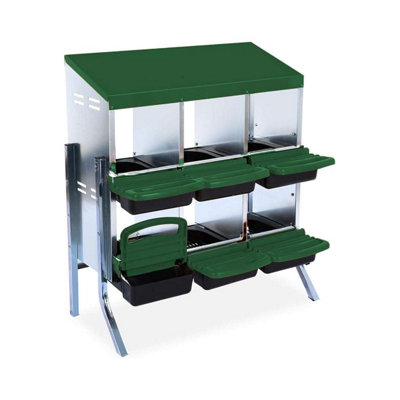 Chicken Nesting Box 6 Compartments with Legs Galvanised Steel