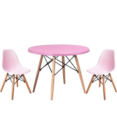 Child pink Table Set with 2 pink Eiffel Chairs DIY at B Q