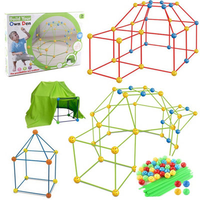 Children DIY LED Play House Kids Tent Luminous Build Set 180Pcs
