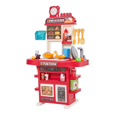 Children Pretend Red Kitchen Playset 42PCS Toy Accessory Set