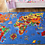 Children's Educational Blue World Map Play Mat Bedroom Rug 95x200cm