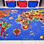 Children's Educational Blue World Map Play Mat Bedroom Rug 95x200cm