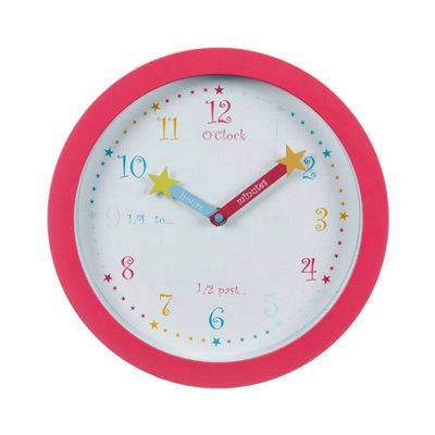 Children's Learn To Tell The Time Clock Pink