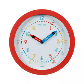 Children's Learn To Tell The Time Clock Red