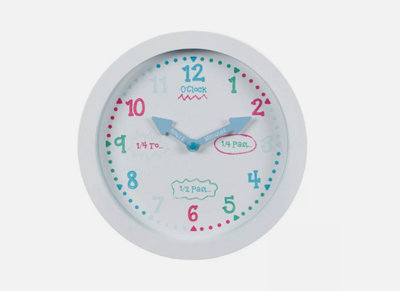 Children's Learn To Tell The Time Clock White