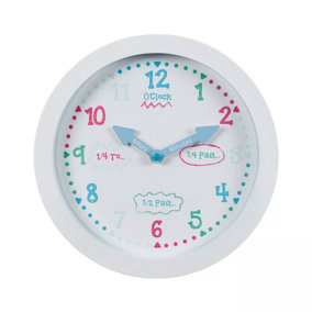 Children's Learn To Tell The Time Clock White