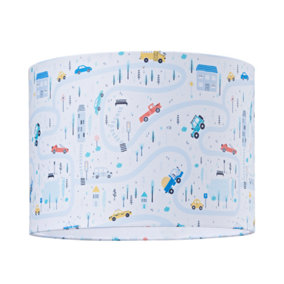 Children's Play Village Lamp Shade - Town City Car Roads Map with Cars & Trucks