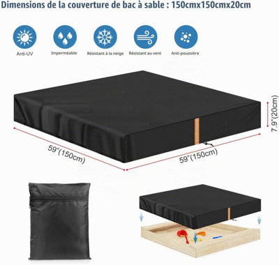 Children's Sandpit Protective Cover 150x150x20cm - Outdoor Tarpaulin ...