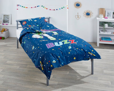 Children s Silver Metal Single Bed with Toy Story Buzz Bedding Set Kids Bedroom Furniture DIY at B Q