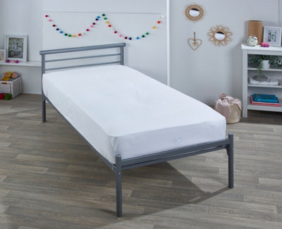 Children s Silver Metal Single Bed with Toy Story Buzz Bedding Set Kids Bedroom Furniture